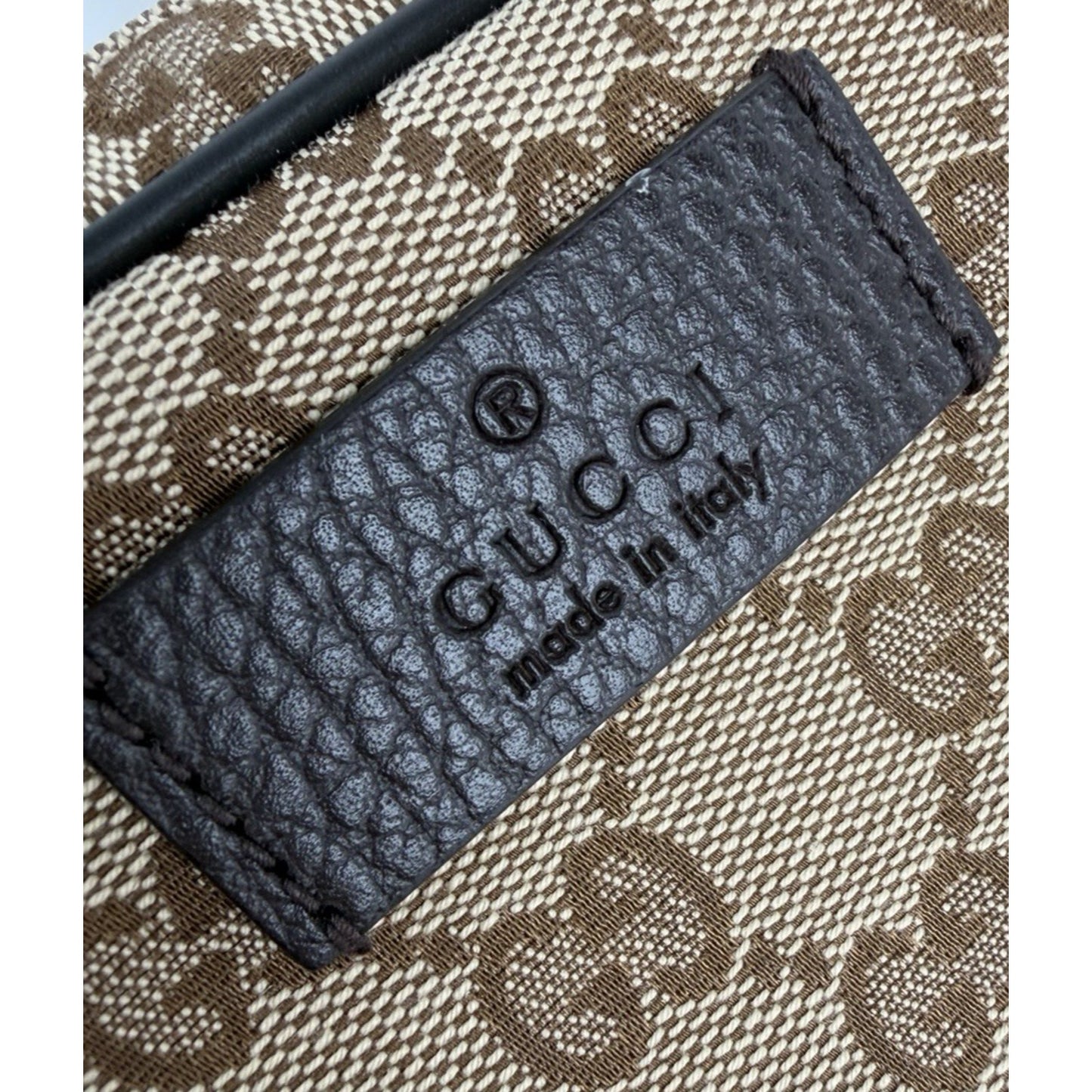 Gucci GG Monogram Belt Bag in Brown & Beige Canvas & Leather Trim S06