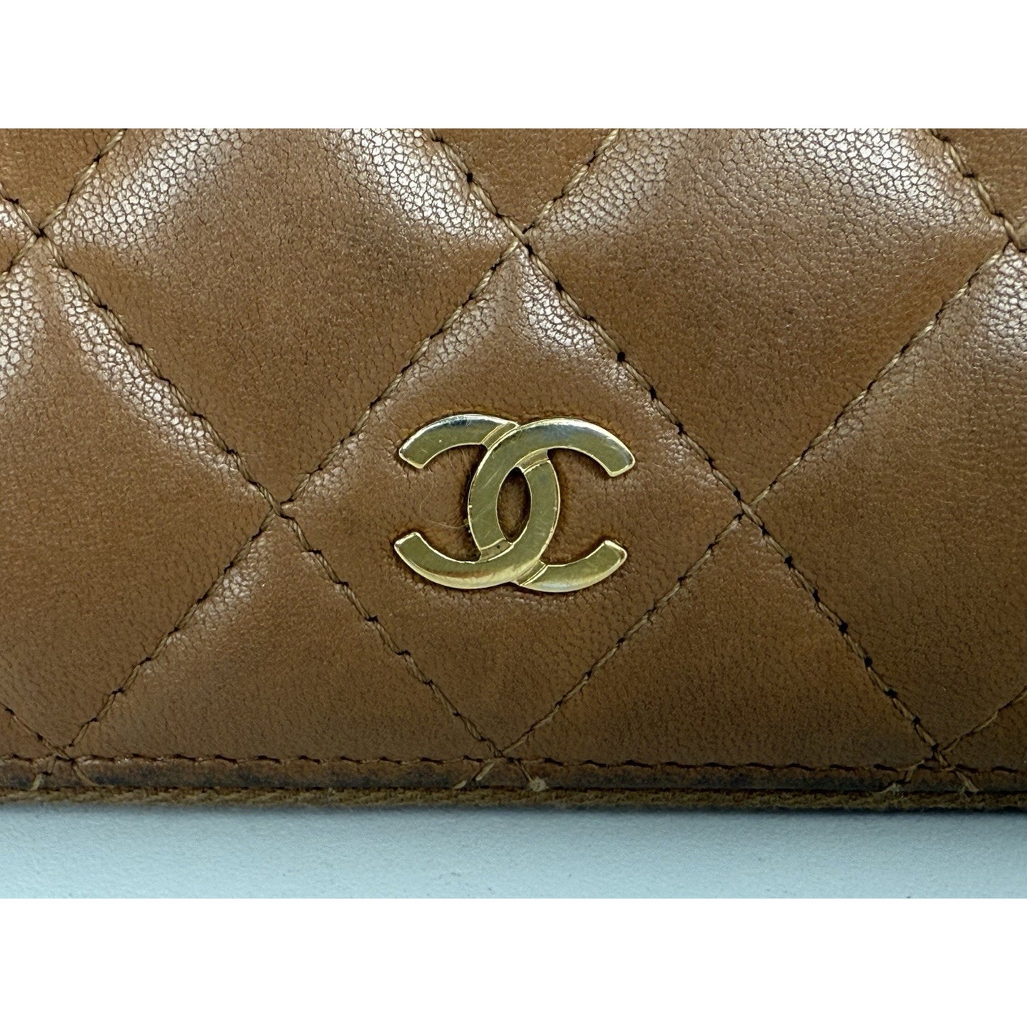 Chanel Timeless Quilted Leather Zip Around Wallet Brown with Gold Hardware