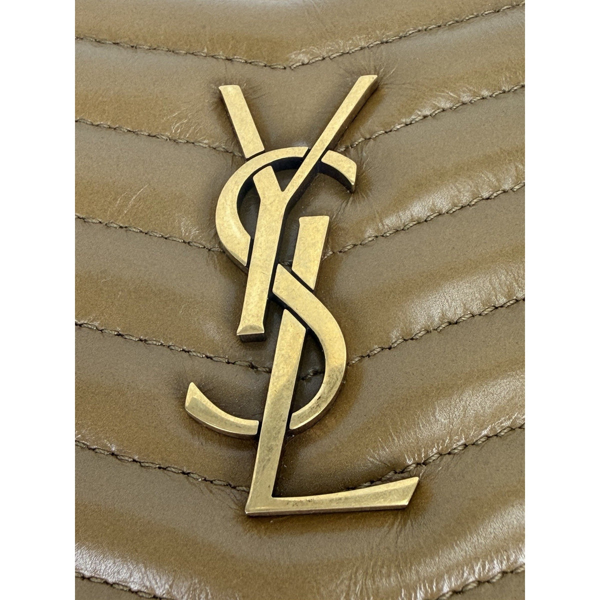 Saint Laurent Chevron Lou Camera Mini Shoulder Bag in Brown Leather S20