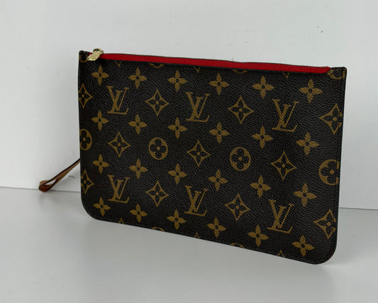 Louis Vuitton Neverfull MM Pouch in Brown LV Monogram Coated Canvas 2016 YS10