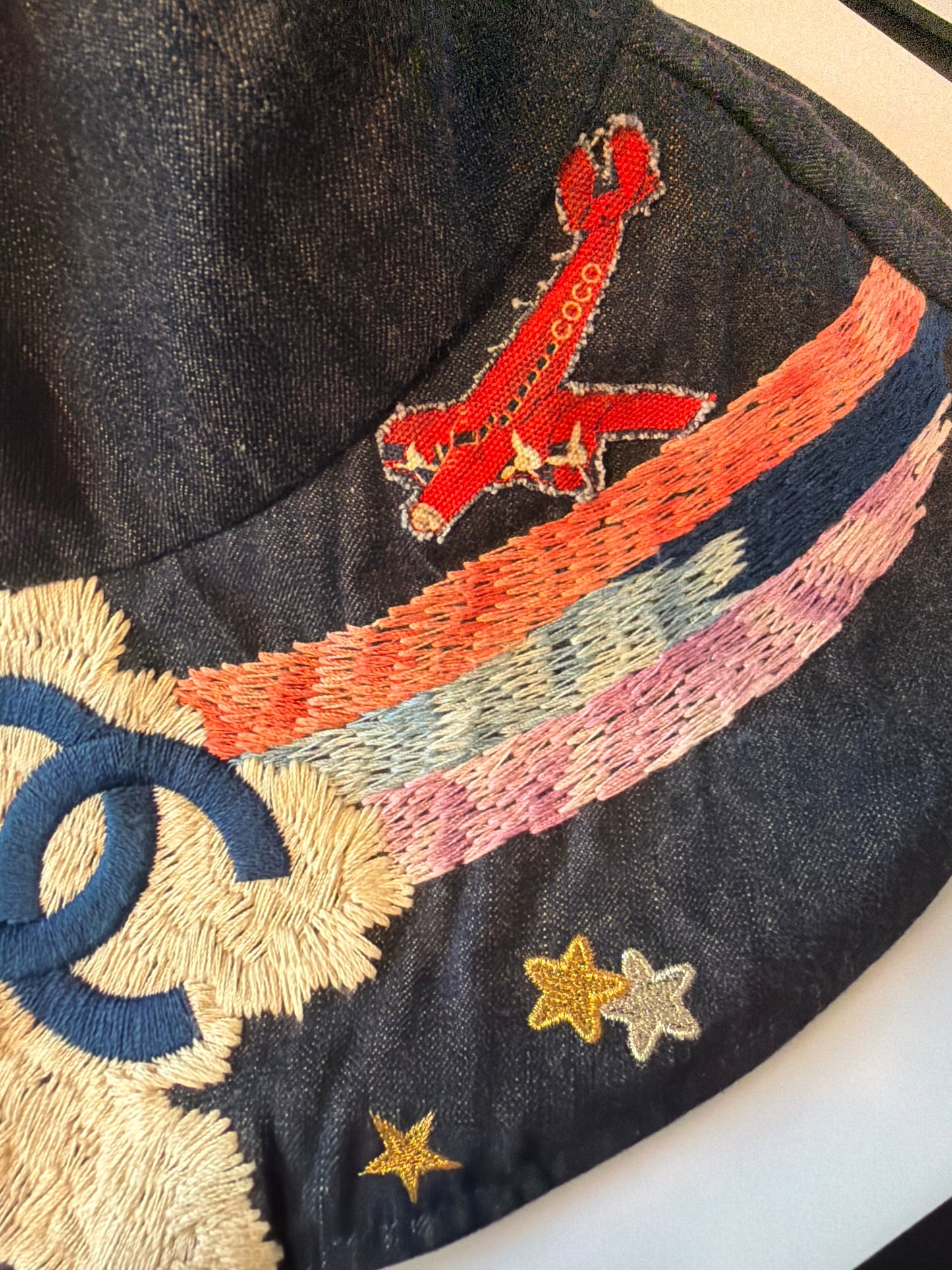 Chanel Denim Night Flight Embroidery Hat Size M