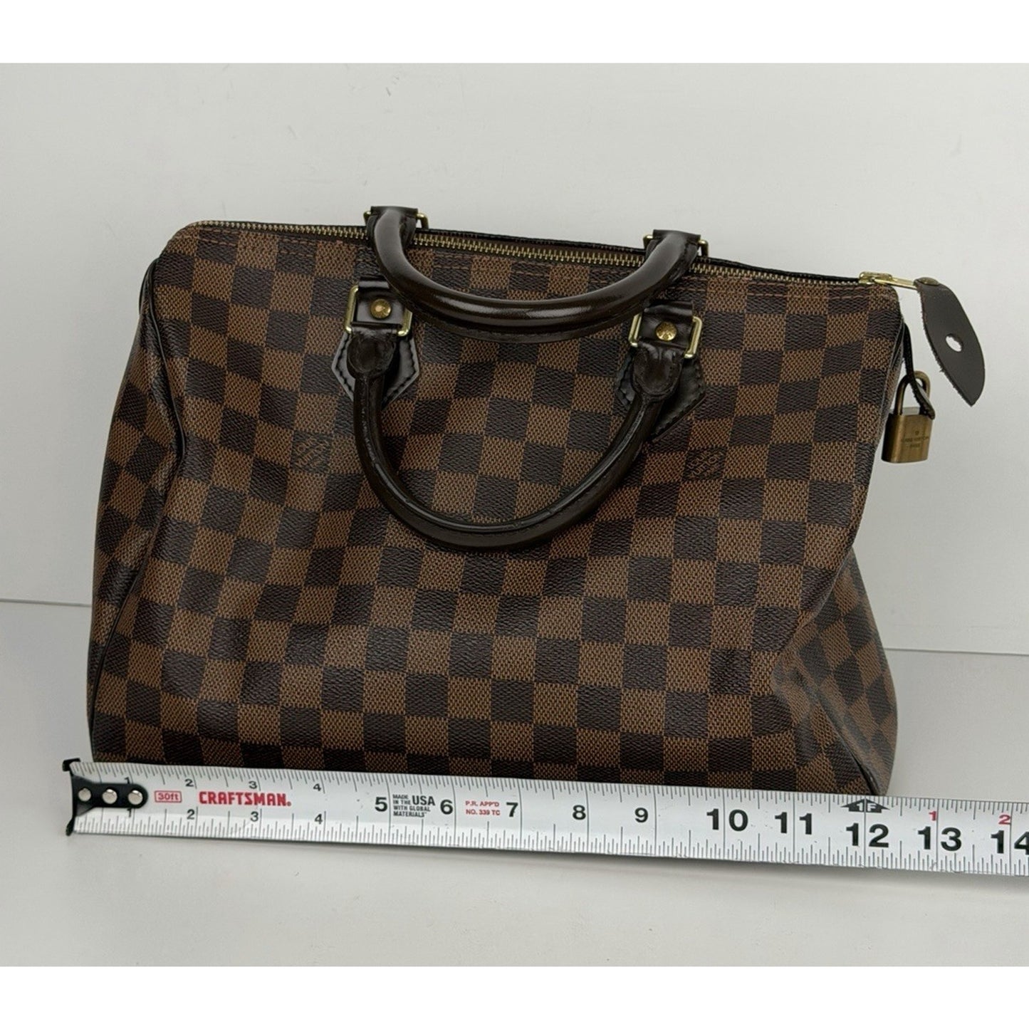 Louis Vuitton Speedy Shoulder Bag 30 Damier Ebene Canvas & Red Interior 2011 S22