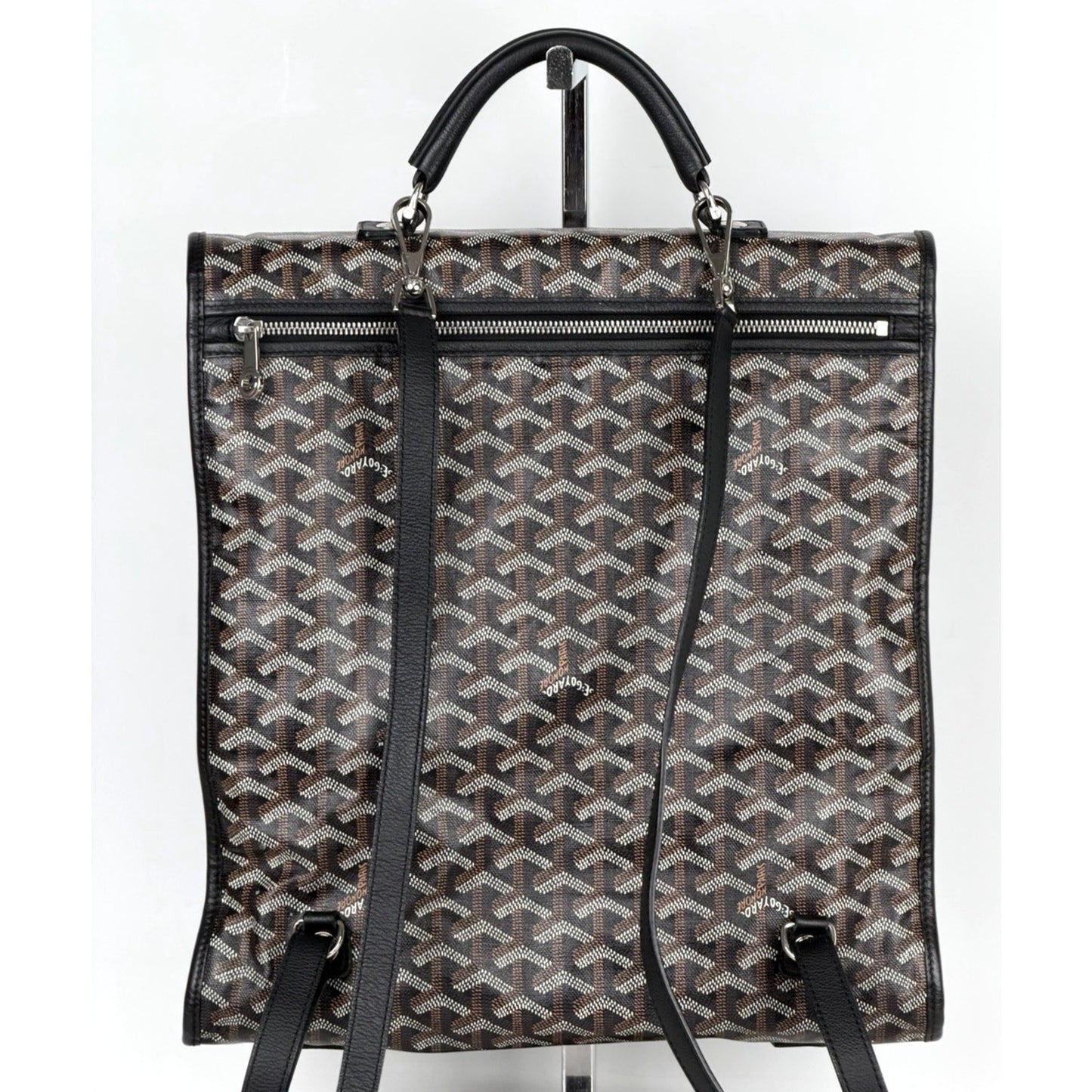 Goyard Saint Leger Backpack in Black Goyardine Coated Canvas Leather Trim E8