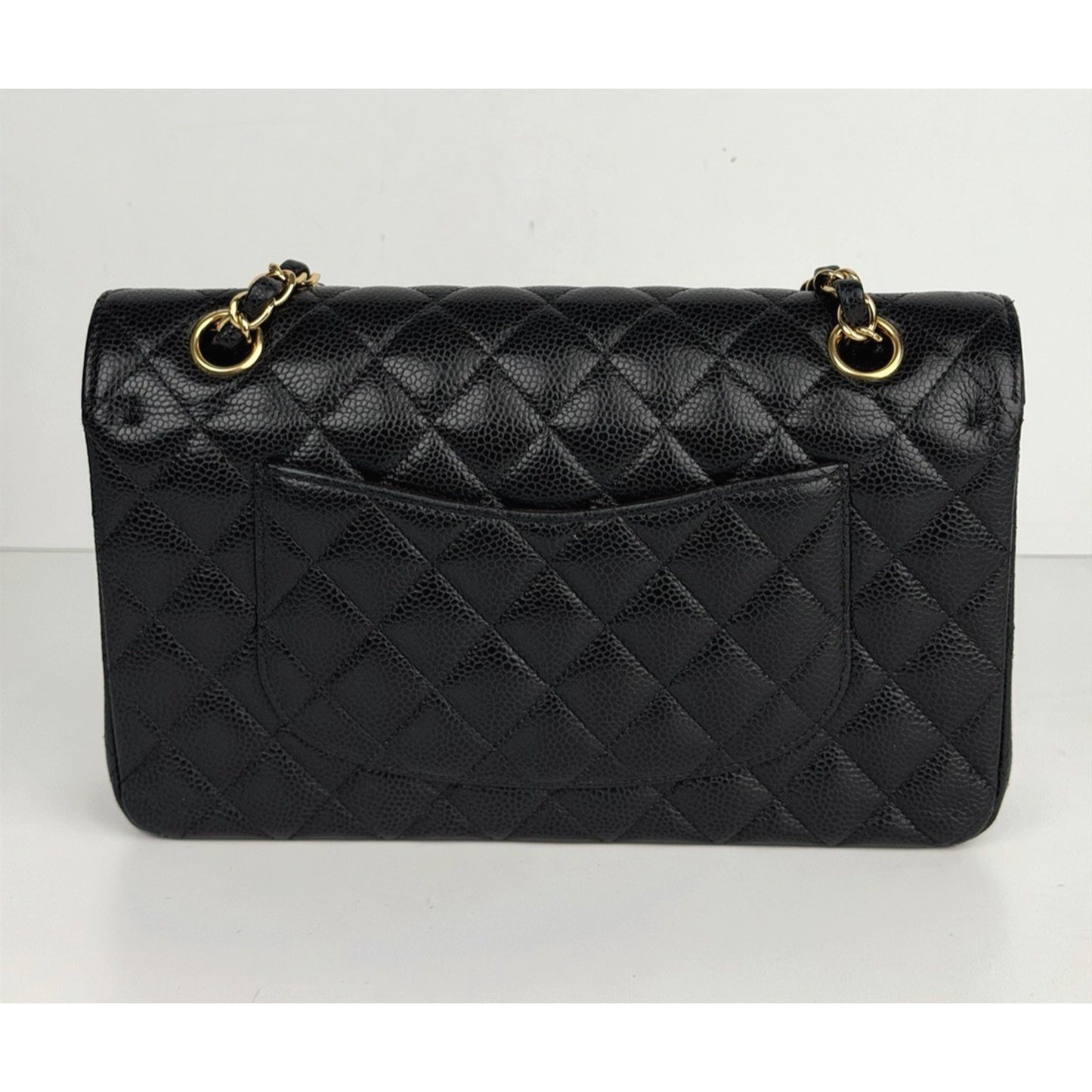 Chanel Classic Double Flap Medium Bag in Black Quilted Caviar Leather 2019 C6