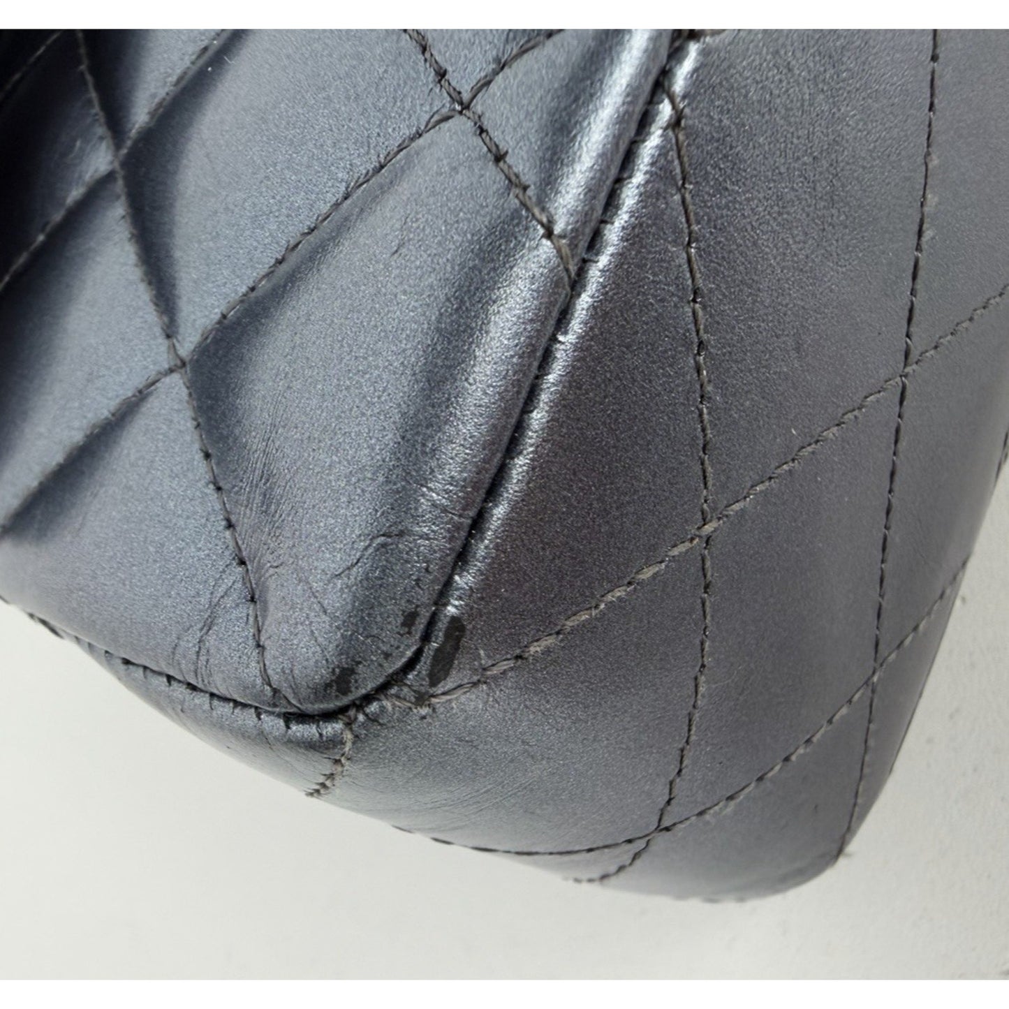 Chanel Classic Double Flap Bag Small in Metallic Navy Quilted Leather NFC B-6