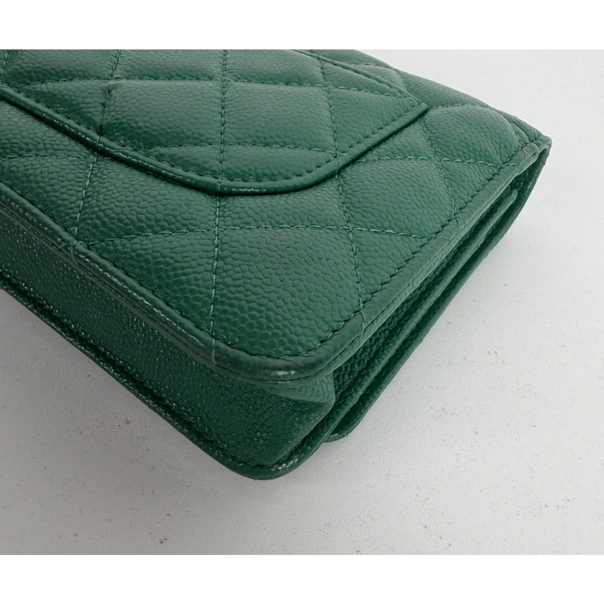 Chanel Quilted Wallet on Chain Bag in Caviar Green Leather 2020 D-4