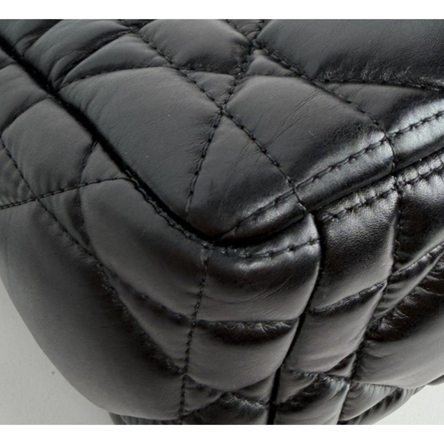 Christian Dior Caro Medium Bag in Black Quilted Puff Calfskin Leather E5