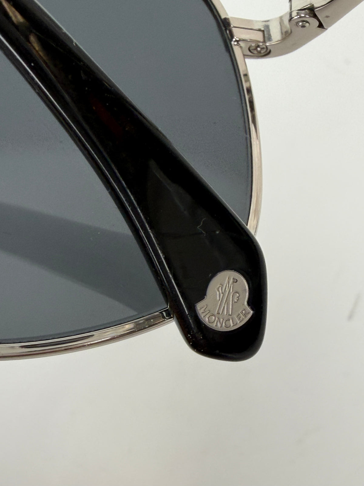 Moncler Vitessa Pilot Sunglasses in Silver Metal Frame with Dark Blue Lenses YK-2
