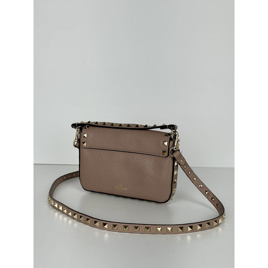 Valentino Rockstud Top Handle Mini Bag in Pastel Pink Grained Leather B-1