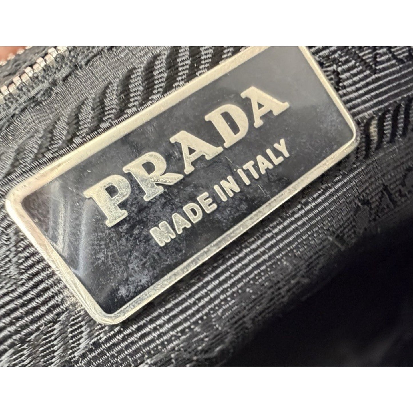 Prada Tessuto Nylon Shoulder Bag in Black Nylon with Leather Trim Vintage S08