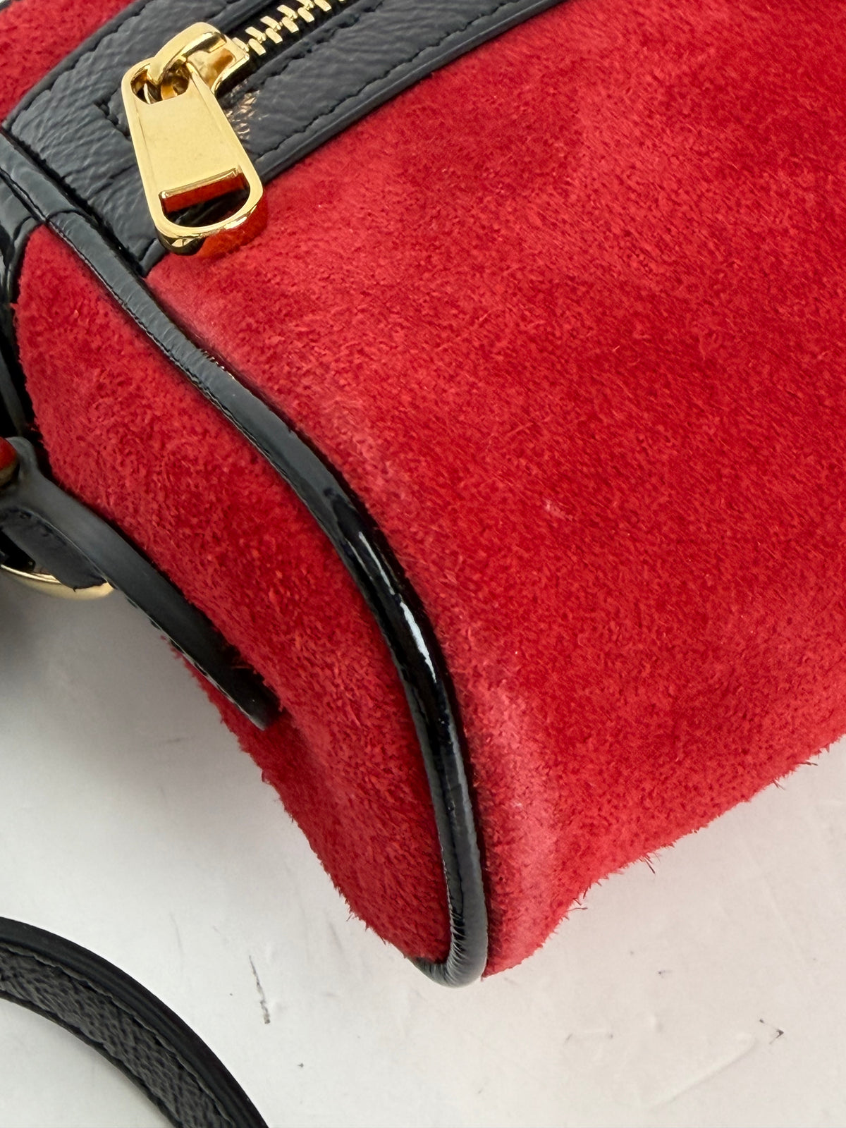 Gucci Ophidia Bag Mini in Red Suede & Black Patent Leather YS-01