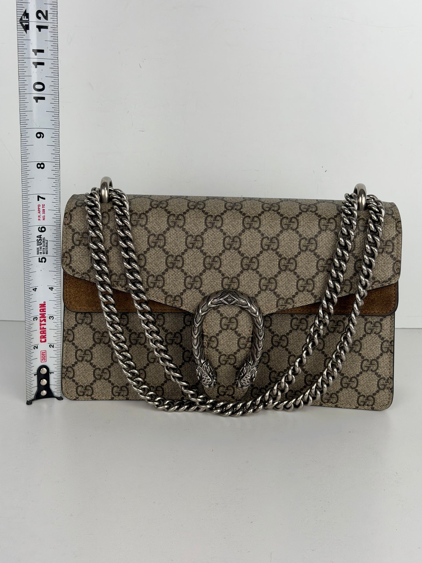 Gucci Dionysus Shoulder Bag Medium in Brown GG Supreme Coated Canvas YS-09