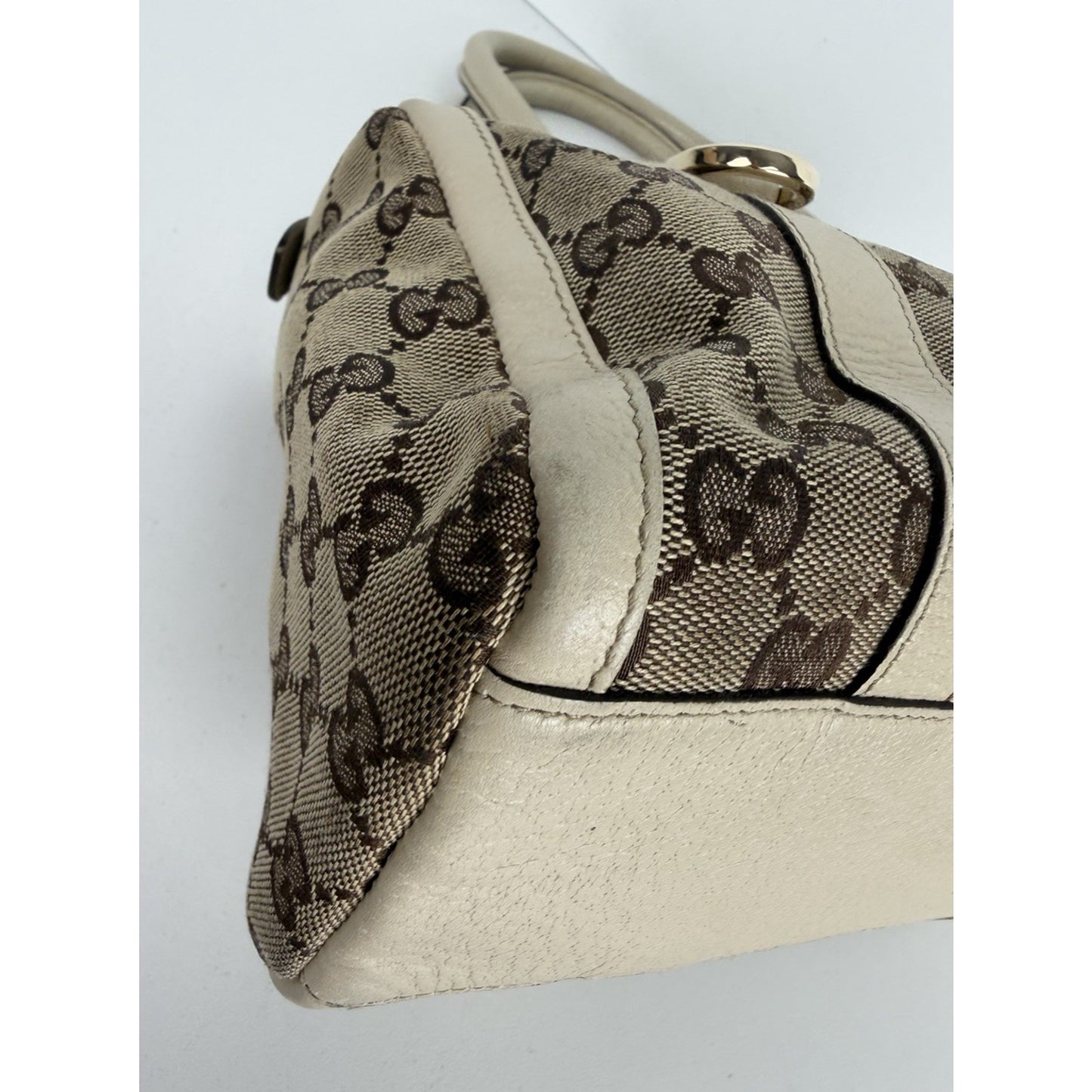 Gucci Abbey Boston Shoulder Bag Small Vintage in Brown GG Monogram Canvas S05