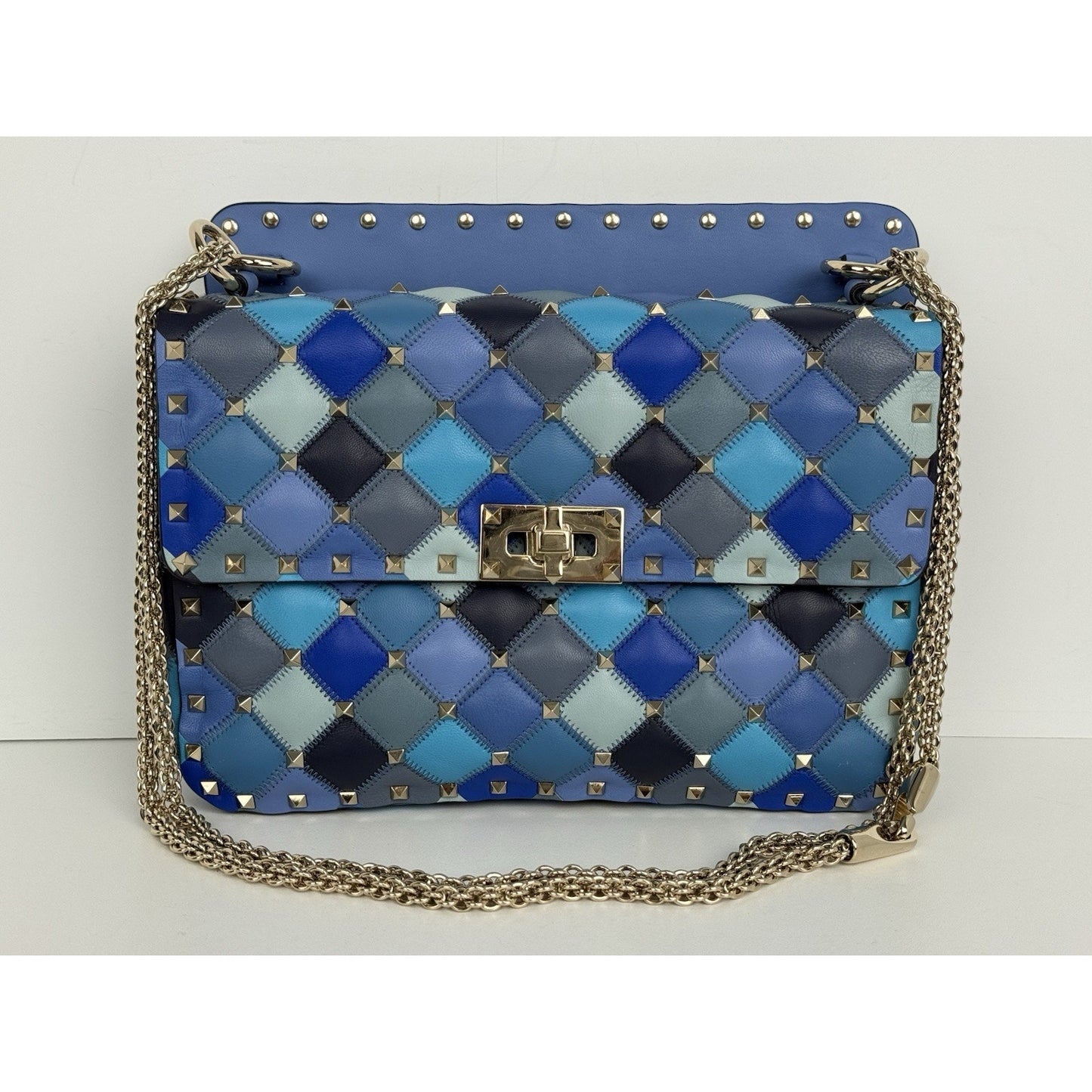 Valentino Garavani Lambskin Patchwork Medium Rockstud Spike Shoulder Bag Angel