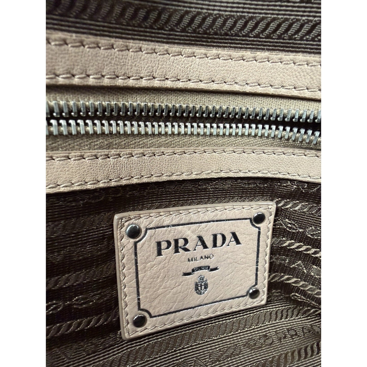 Prada Nappa Gaufre Satchel Bag in Beige Pleated Leather S-19