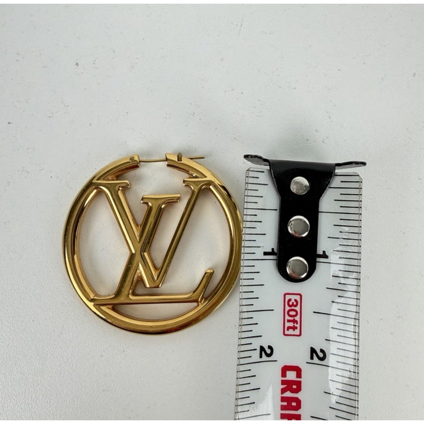 Louis Vuitton Louise Hoop LV Logo Earrings in Gold Color GM