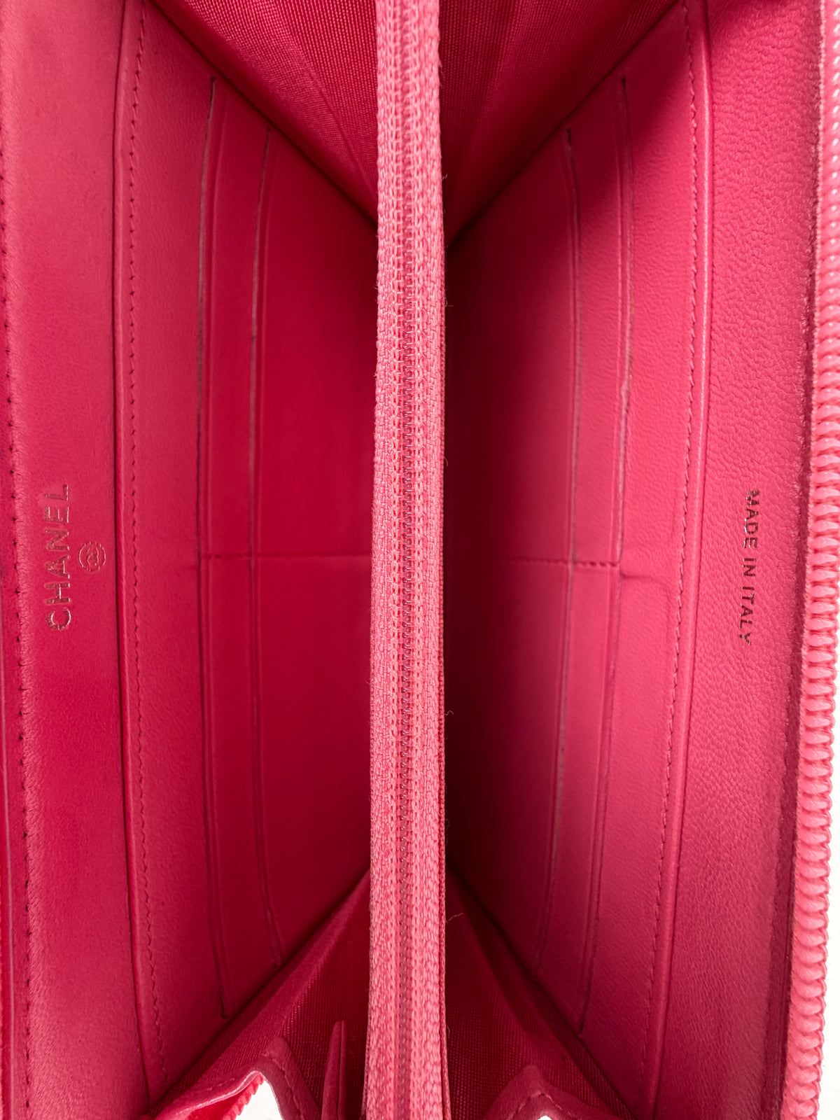 Chanel Boy Zip Around Wallet in Pink Quilted Lambskin Leather K3