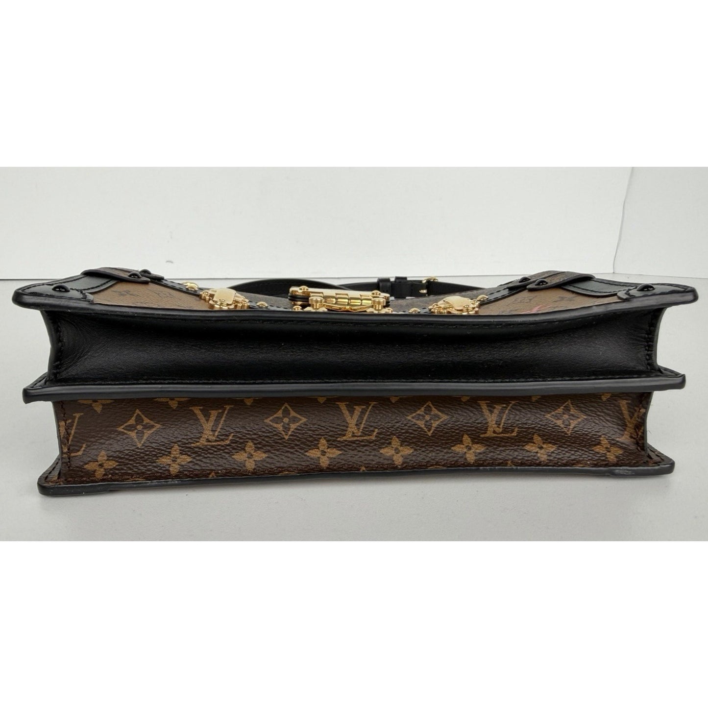 Louis Vuitton Trunk Clutch Bag in Reverse Monogram Coated Canvas NFC D2