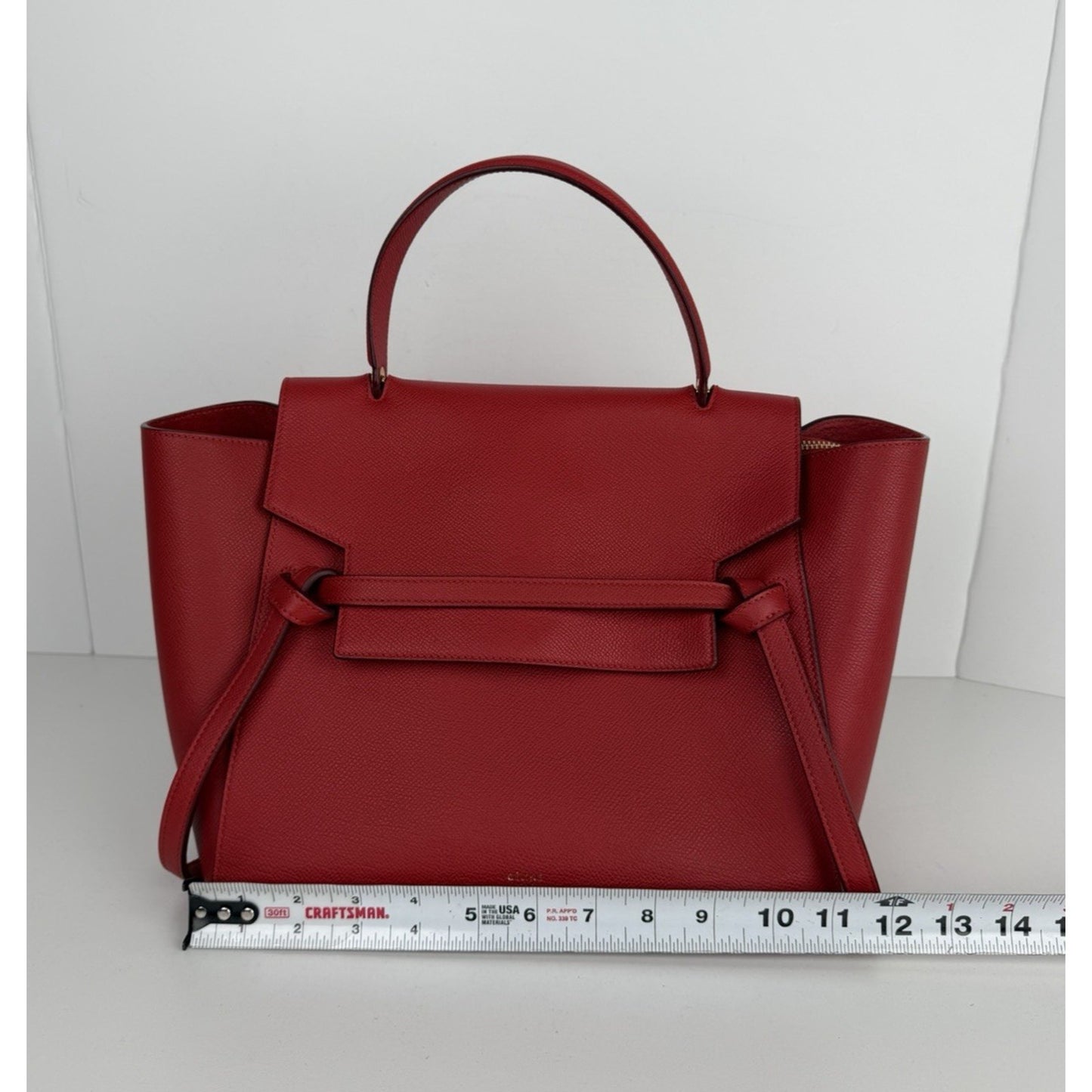 Celine by Phoebe Philo Mini Belt Bag in Red Textured Leather Knot Detail S