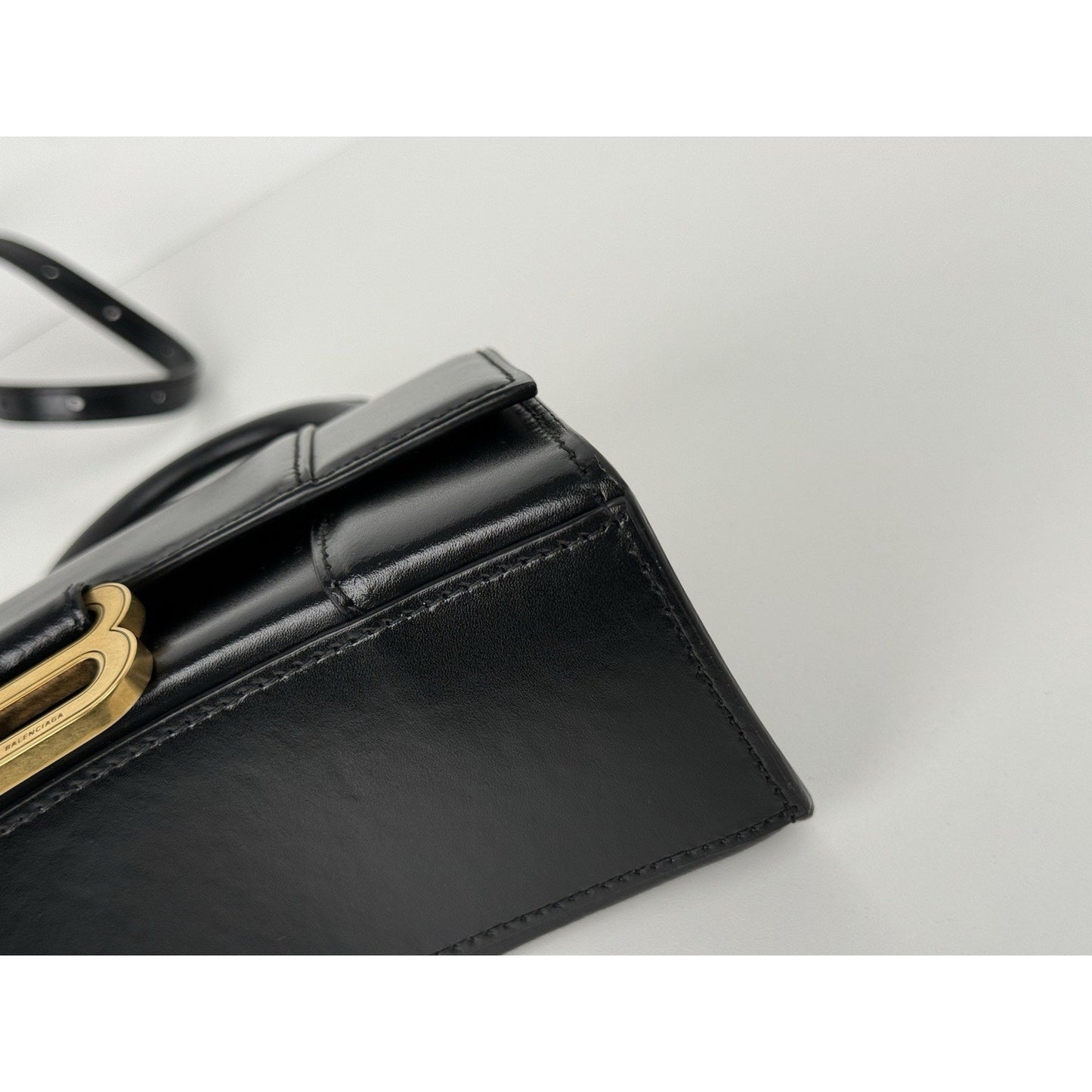 Balenciaga Hourglass XS Top Handle Bag Black Leather with Silver Hardware