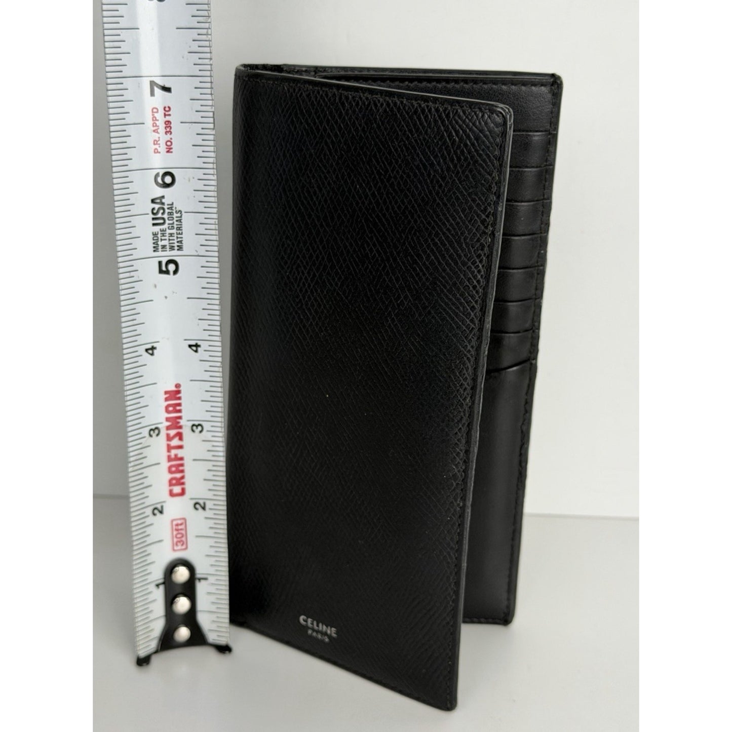 Celine Long Bifold Wallet Grained Calfskin Leather Black K1