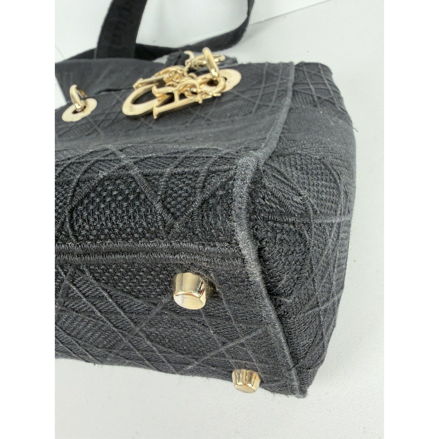 Christian Dior Lady D-Lite Bag Medium in Black Embroidered Canvas 2020 D9