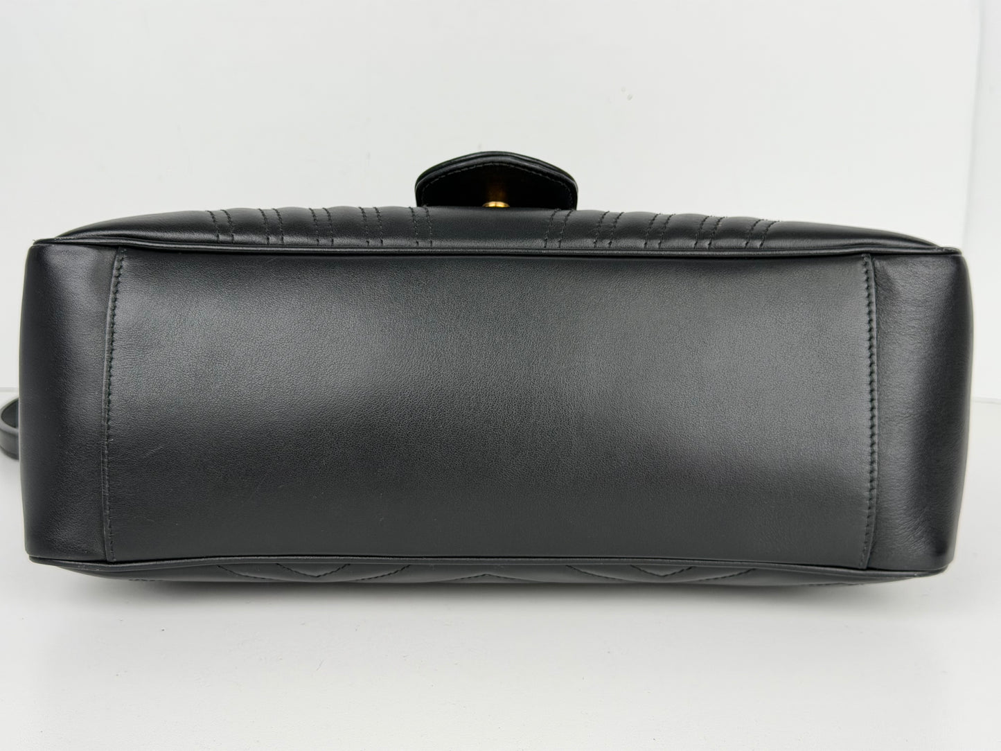 Gucci GG Marmont Medium Top Handle Shoulder Bag in Black Leather S