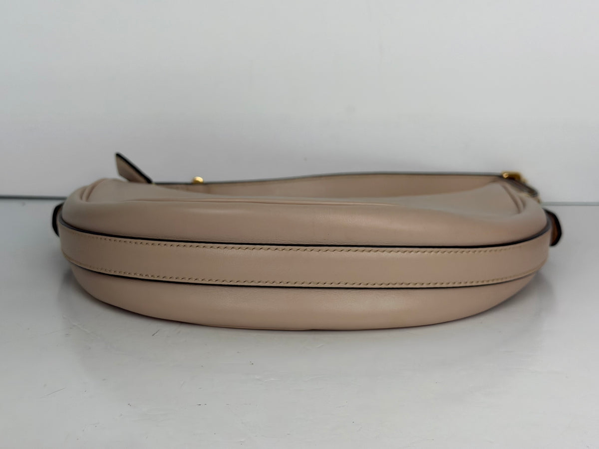 Prada Arque Small Leather Shoulder Bag in Beige Leather YC5