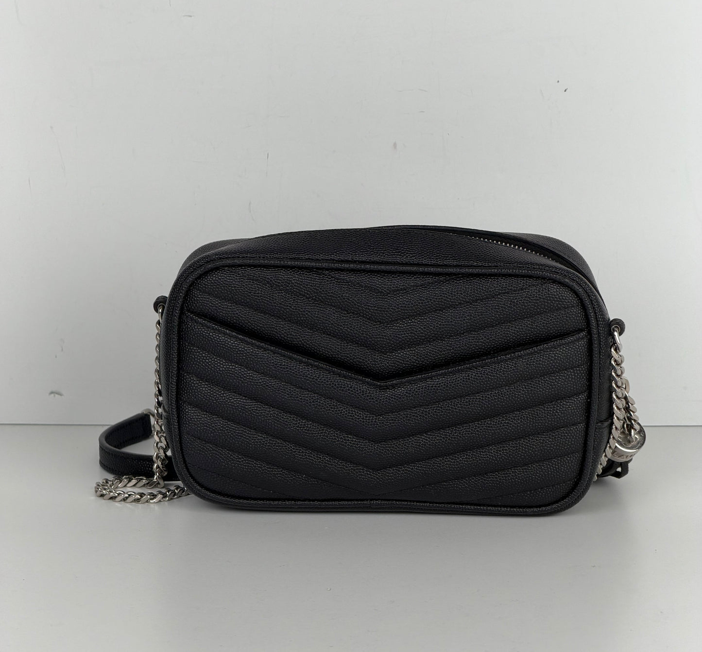 Saint Laurent Lou Camera Bag Mini in Black Quilted Grain De Poudre Leather YS-10