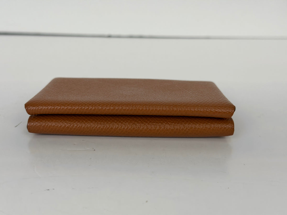Hermes Calvi Duo Compact Card Holder in Gold Epsom Calfskin YK2