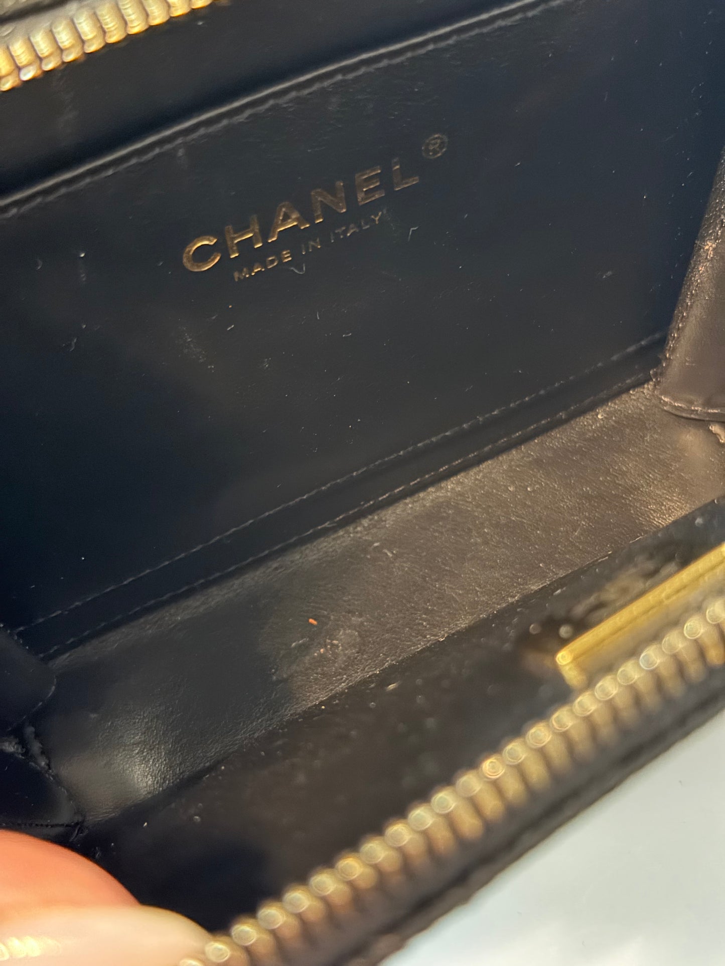 Chanel Pick Me Up Logo Handle Vanity Case Quilted Caviar Small