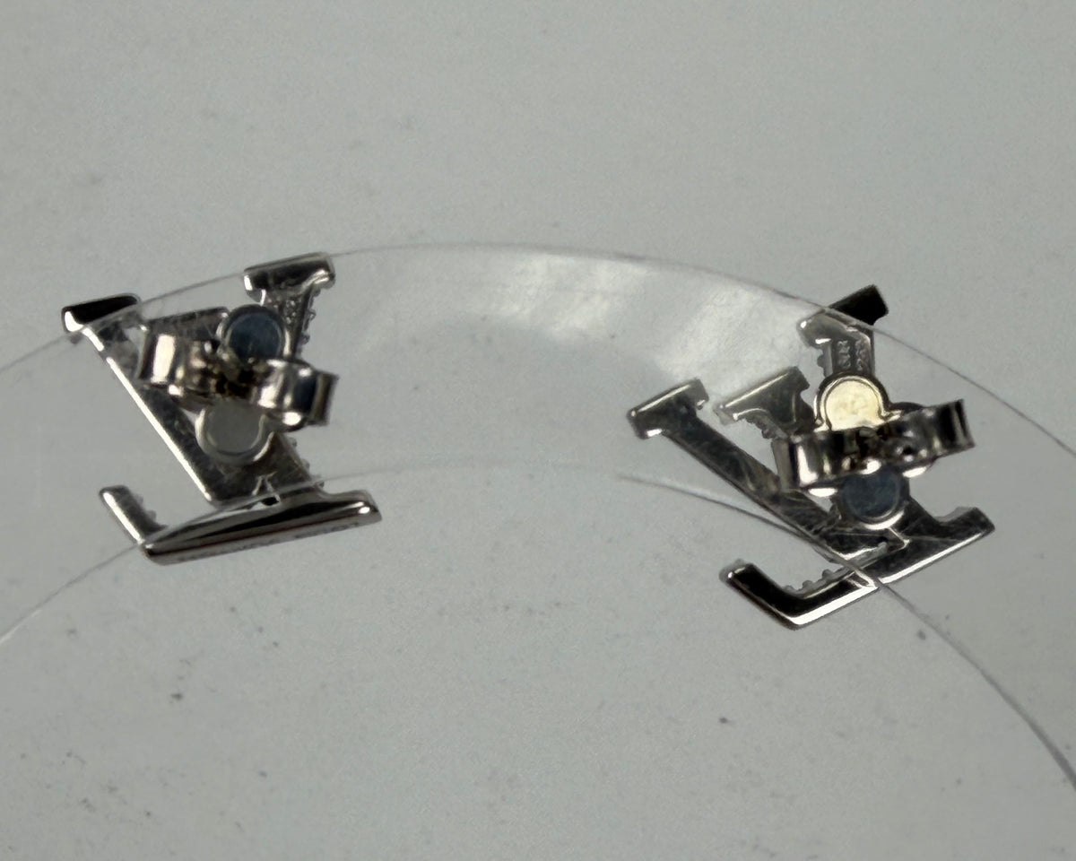 Louis Vuitton LV Iconic Earrings in Silver-Color Metal with Crystal Embellishments