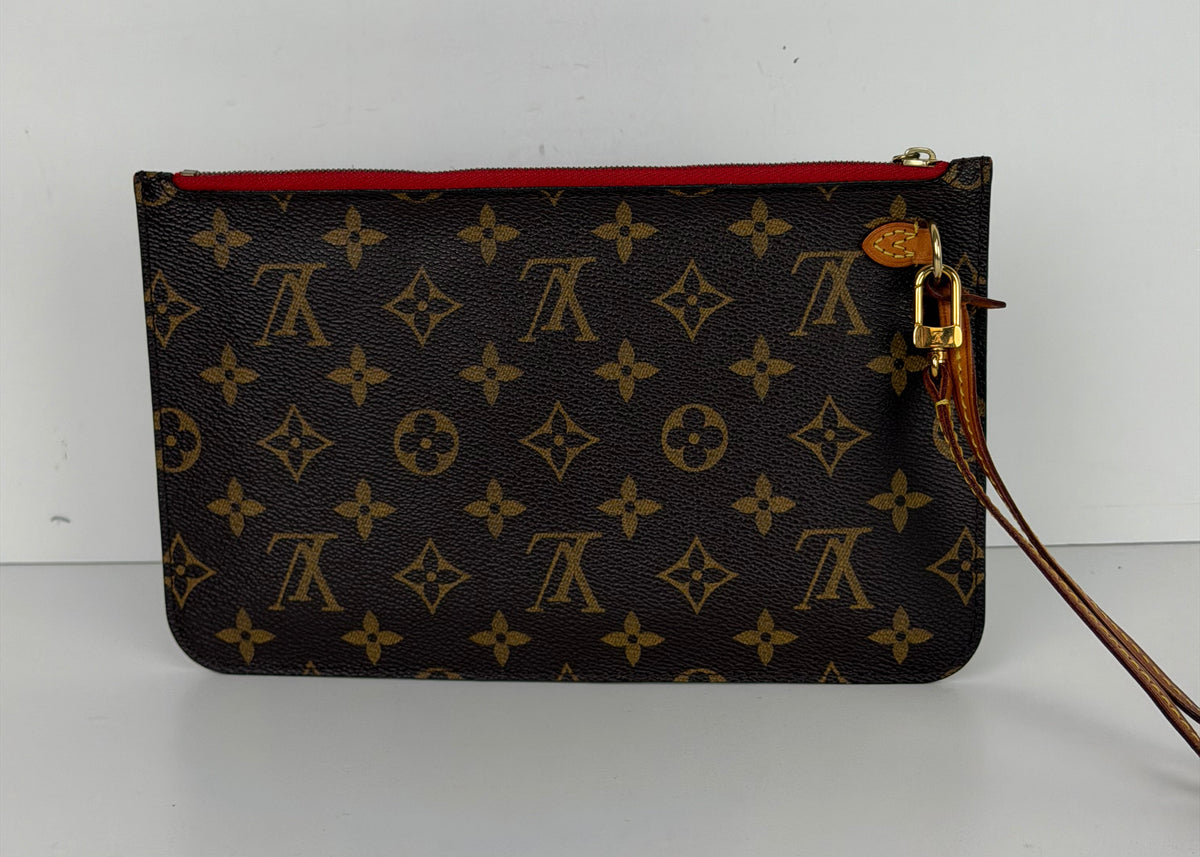 Louis Vuitton Neverfull MM Pouch in Brown LV Monogram Coated Canvas 2016 YS10