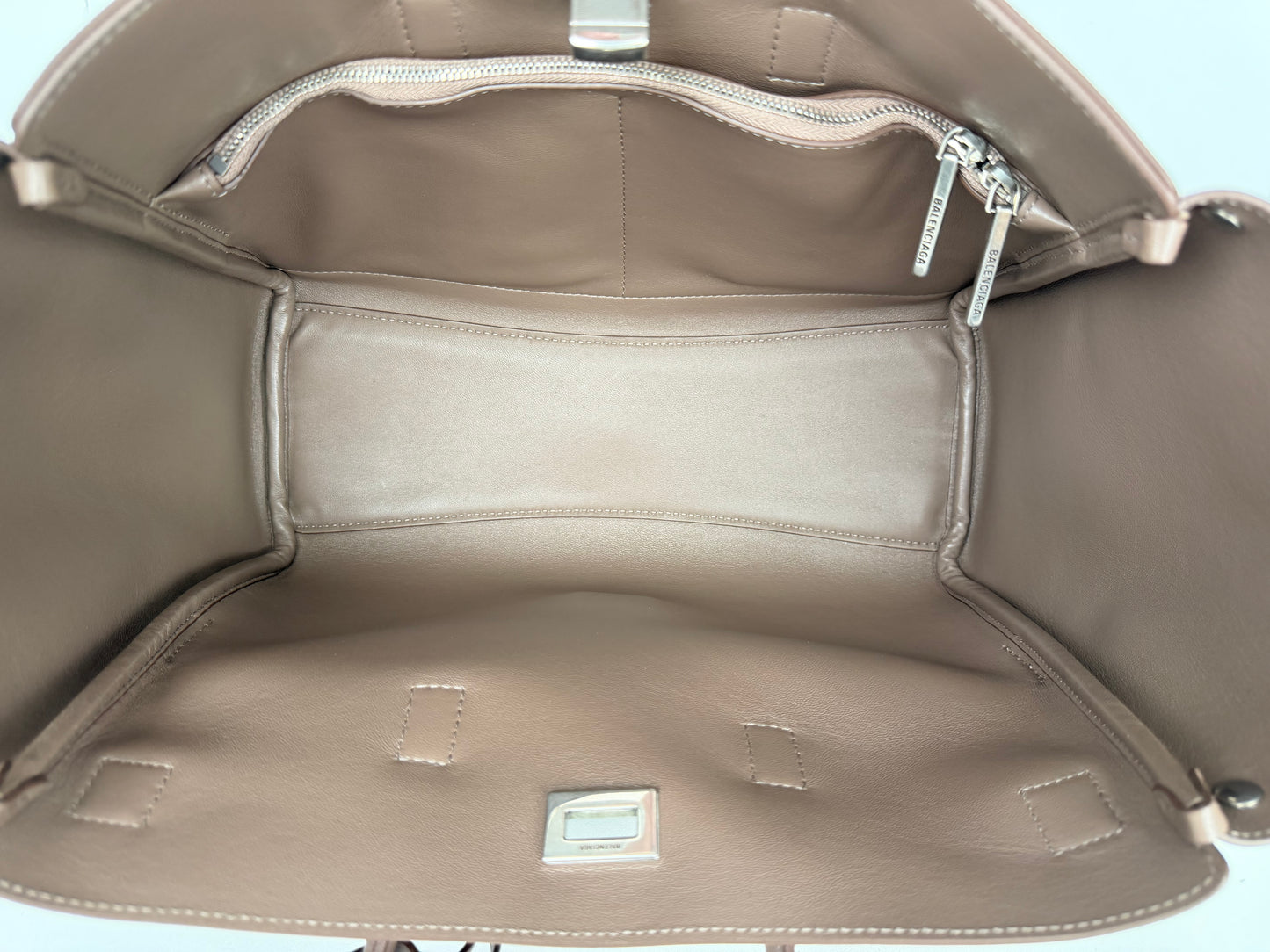 Balenciaga Smooth Calfskin Small Bel Air Carry All Bag in Dark Taupe B3