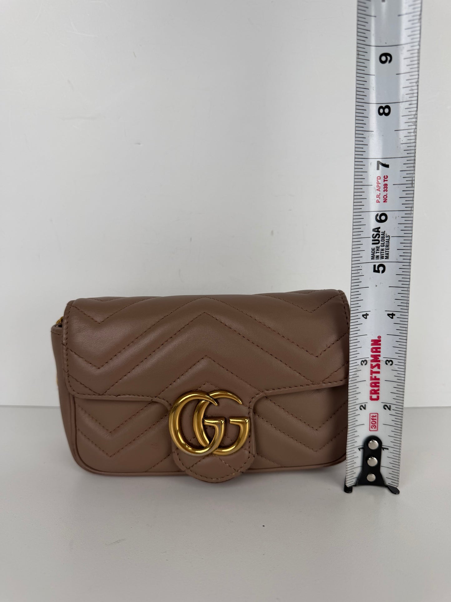 Gucci GG Marmont Bag Mini in Beige Quilted Leather S-05