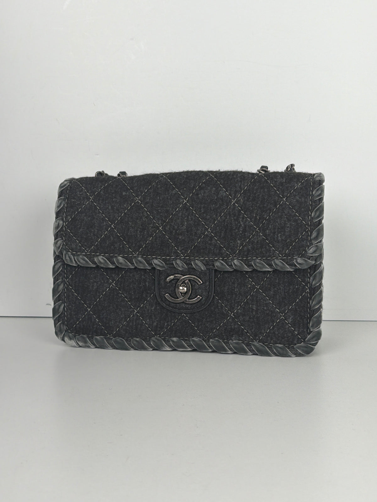Chanel Fancy Felt Flap Bag Grey