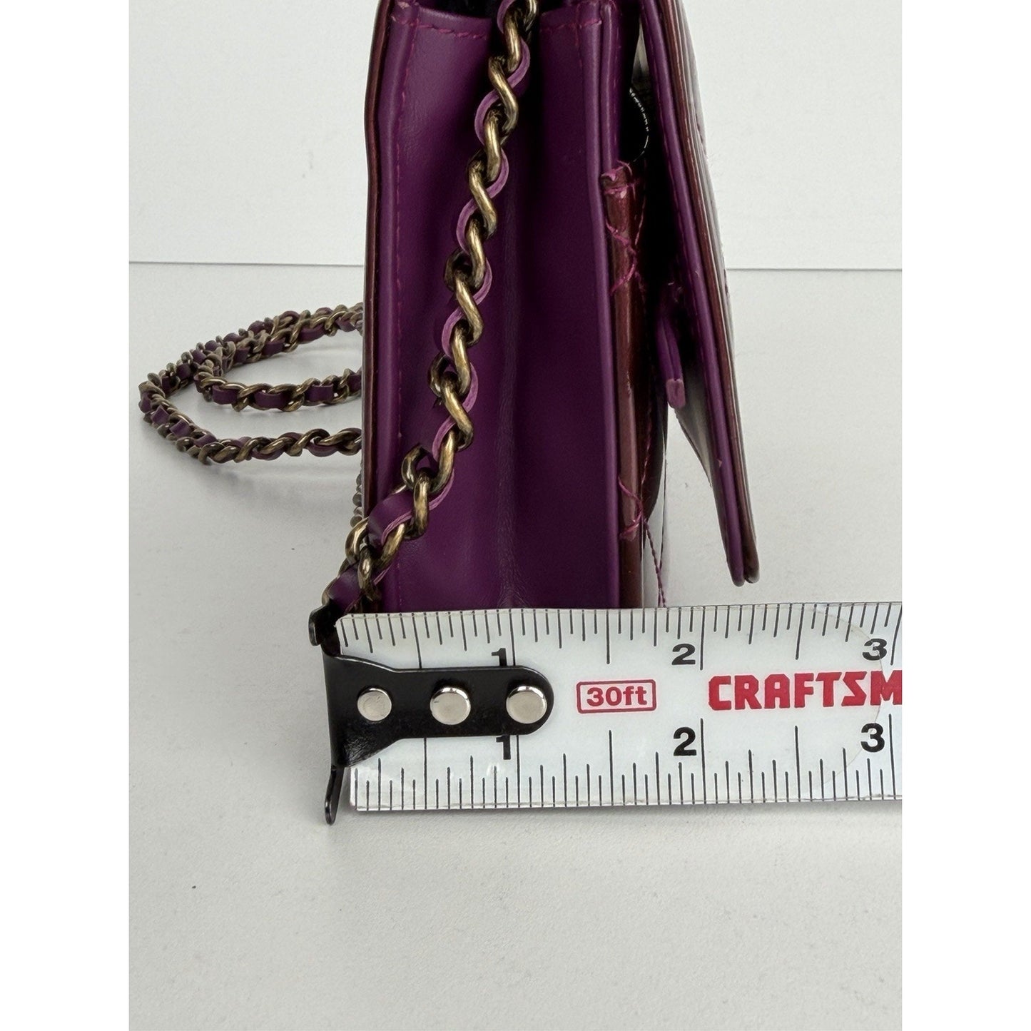 Chanel Boy Wallet on Chain Quilted Bag in Purple Patent Leather 2015-2016 E4