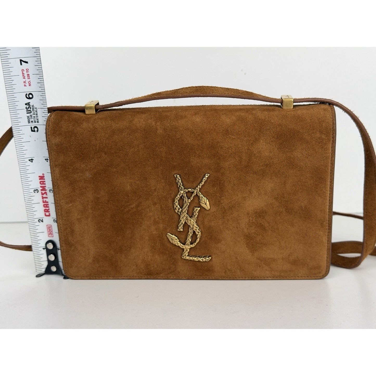 Saint Laurent Dylan Shoulder Bag Small in Brown Suede and Gold-Tone Hardware
