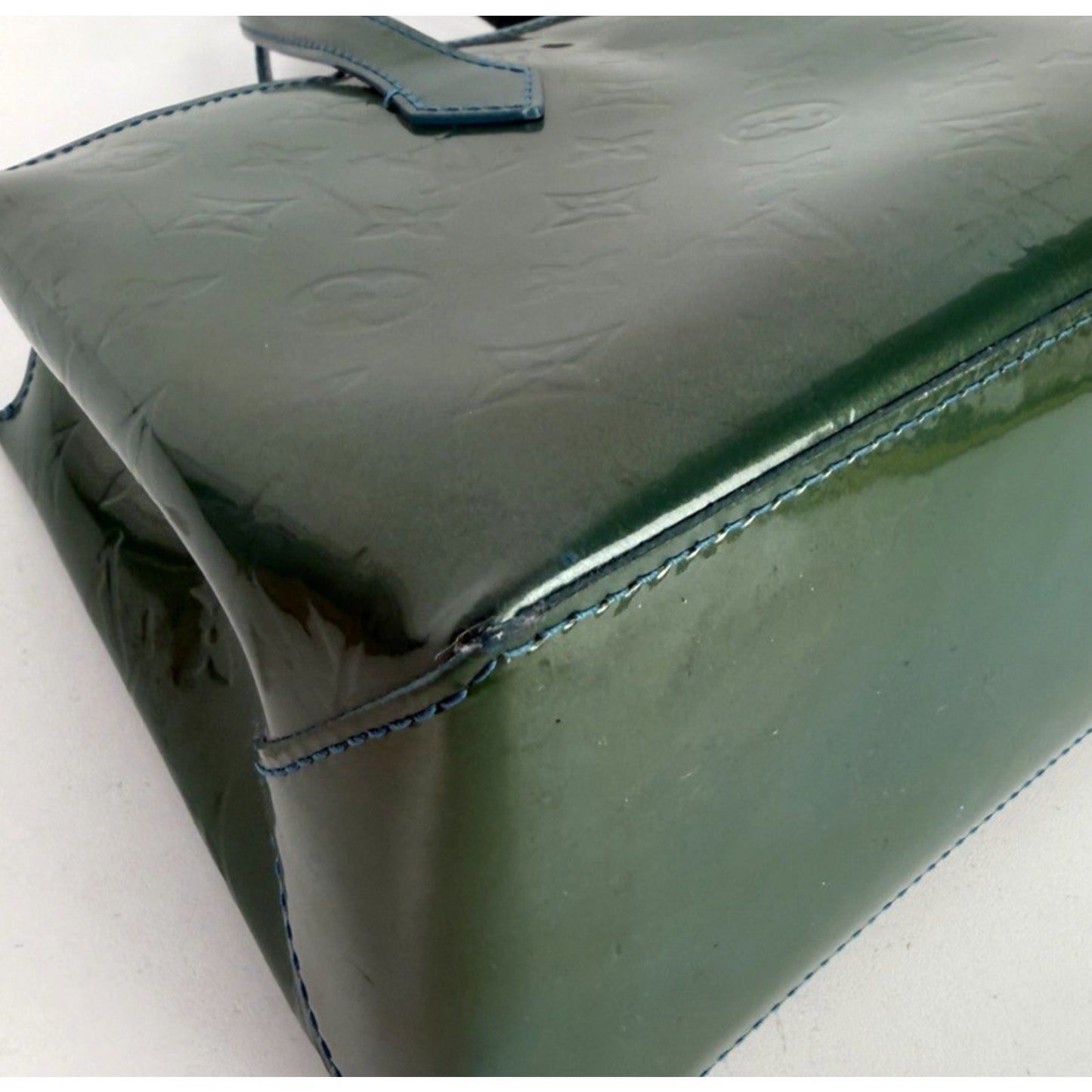 Louis Vuitton Wilshire PM Handbag Green Monogram Vernis Patent Leather S