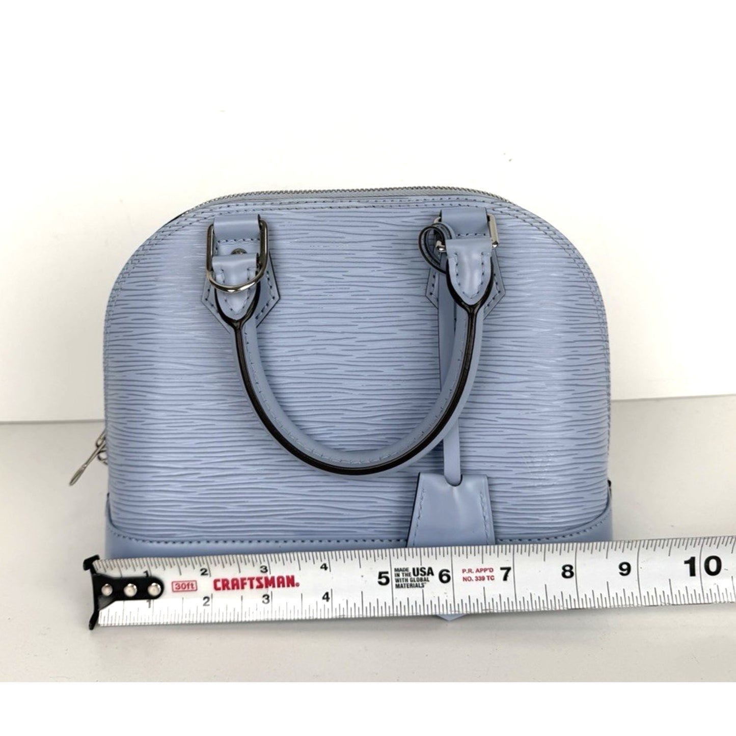 Louis Vuitton Epi Alma BB Bag in Textured Bleu Nuage Leather NFC D9
