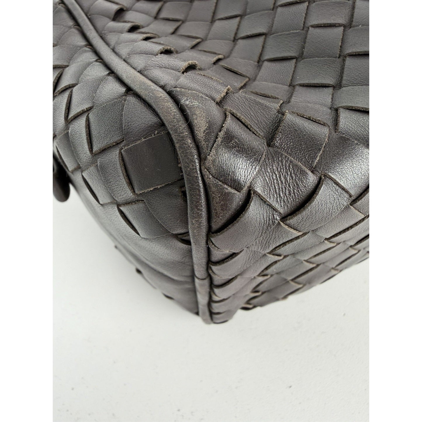 Bottega Veneta Toiletry Case Wrist Bag in Dark Brown Intrecciato Leather S-07