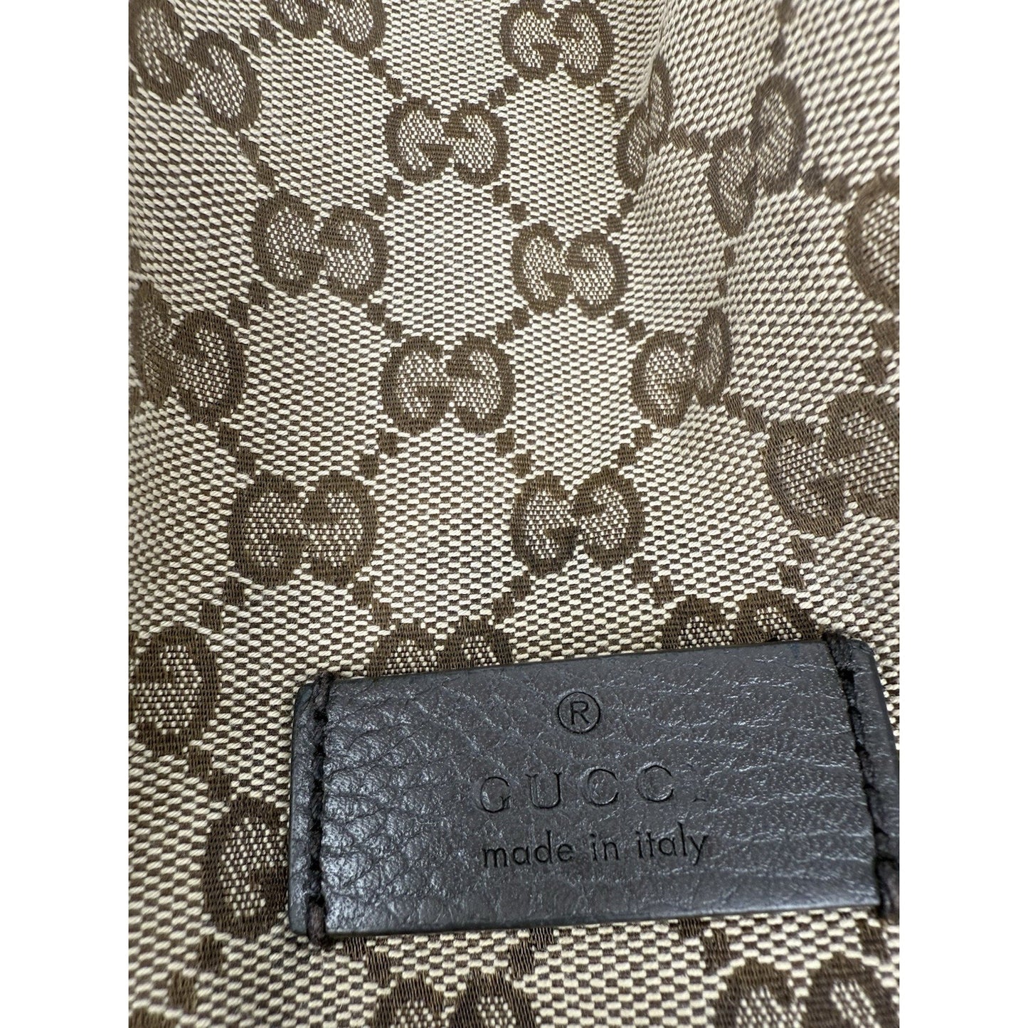 Gucci GG Brown Canvas Bucket Backpack
