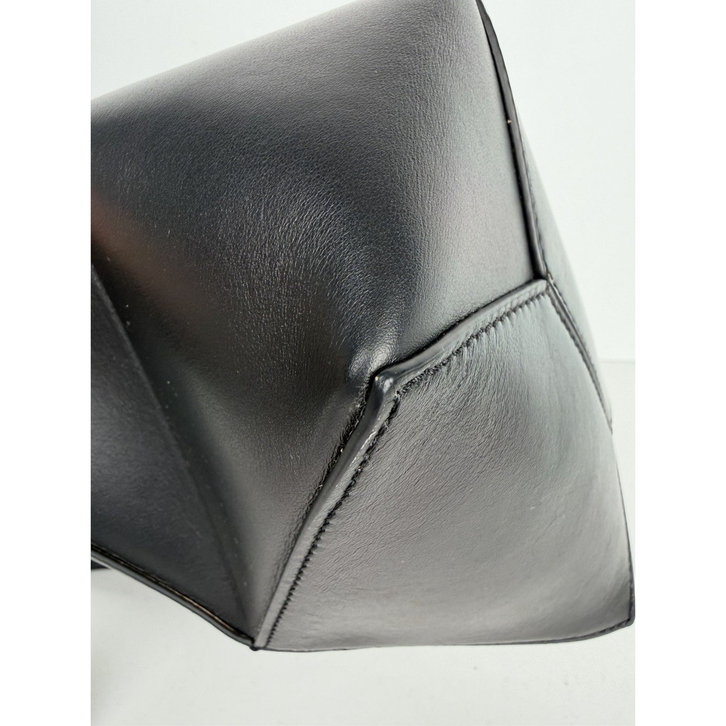 Loewe Shiny Calfskin Mini Puzzle Fold Tote Bag in Black Leather F2