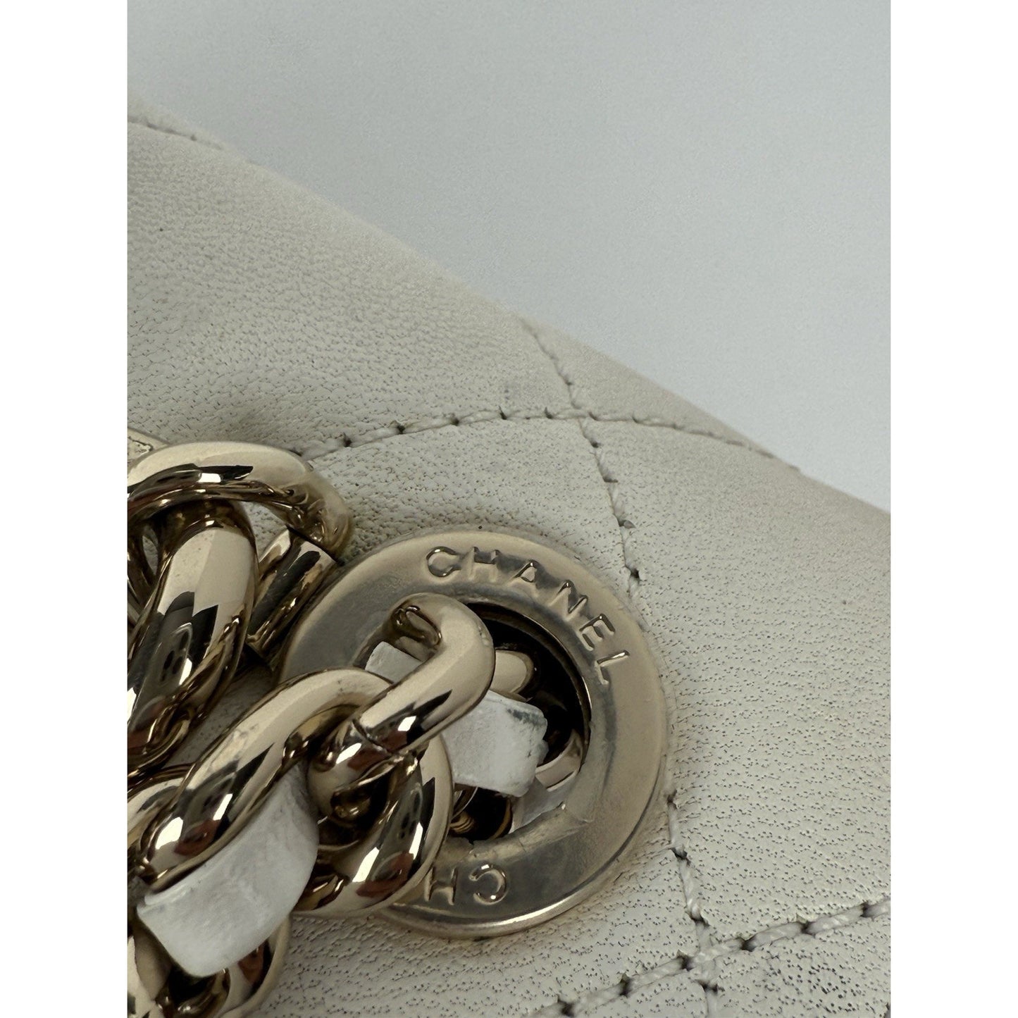 CHANEL White Lambskin Quilted Studded Beauty Begins Flap Shoulder Bag