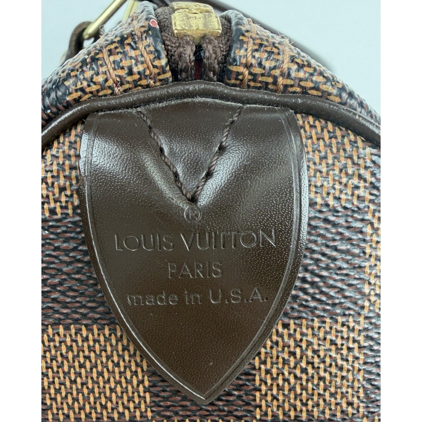 Louis Vuitton Speedy Shoulder Bag 30 Damier Ebene Canvas & Red Interior 2011 S22