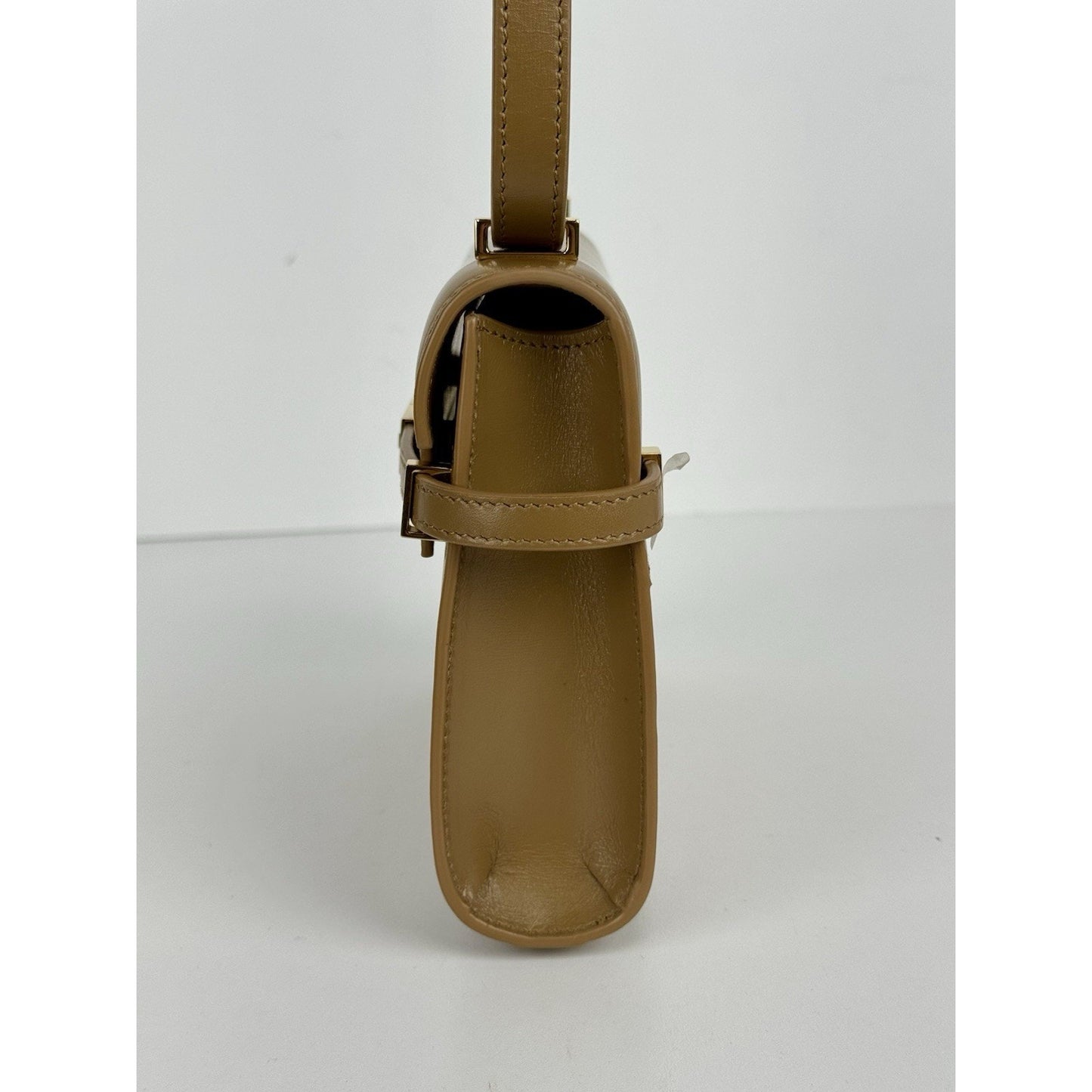 Saint Laurent Smooth Calfskin Mini Manhattan Shoulder Bag in Brown