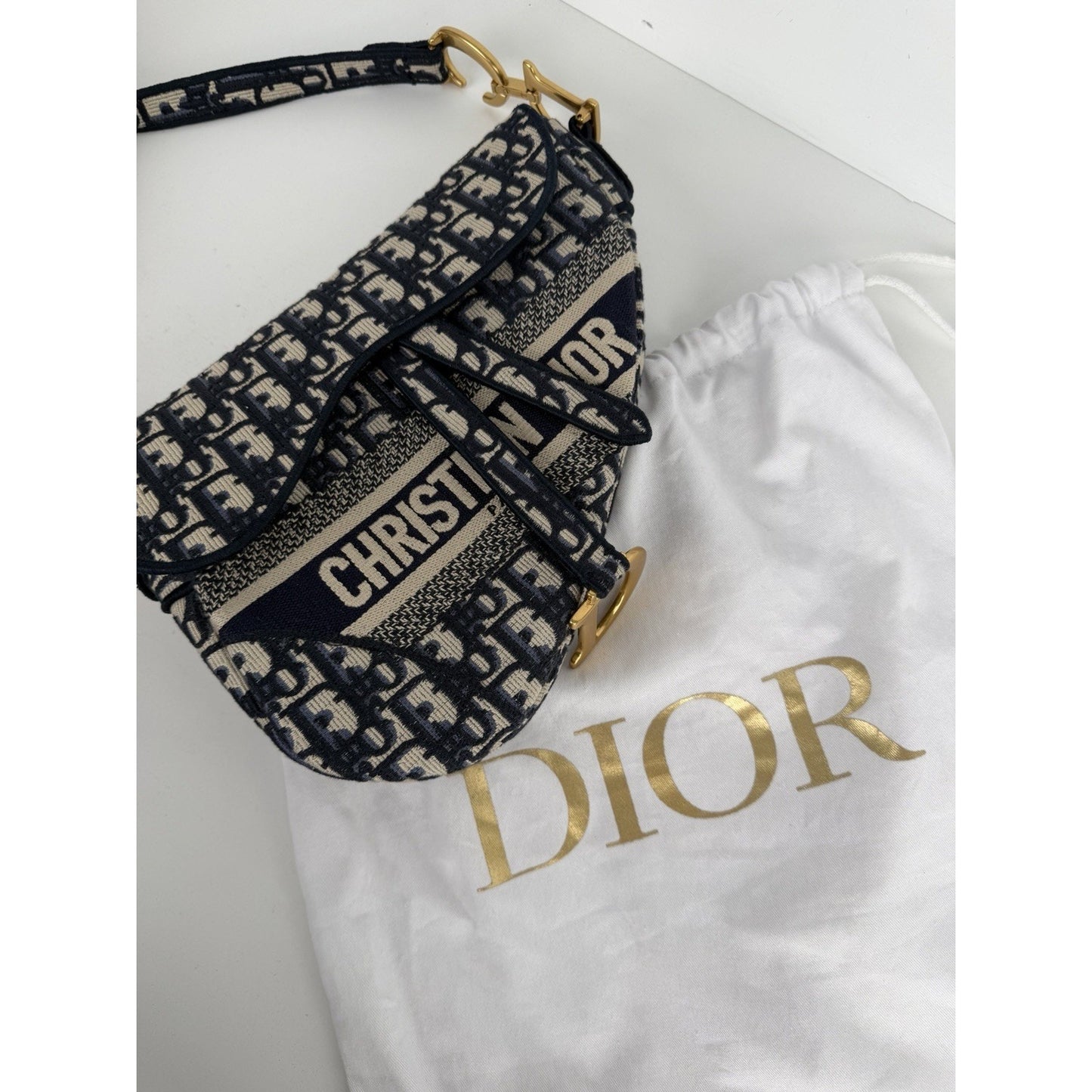 Christian Dior Embroidered Saddle Bag Blue Dior Oblique Monogram Canvas 2024 B4