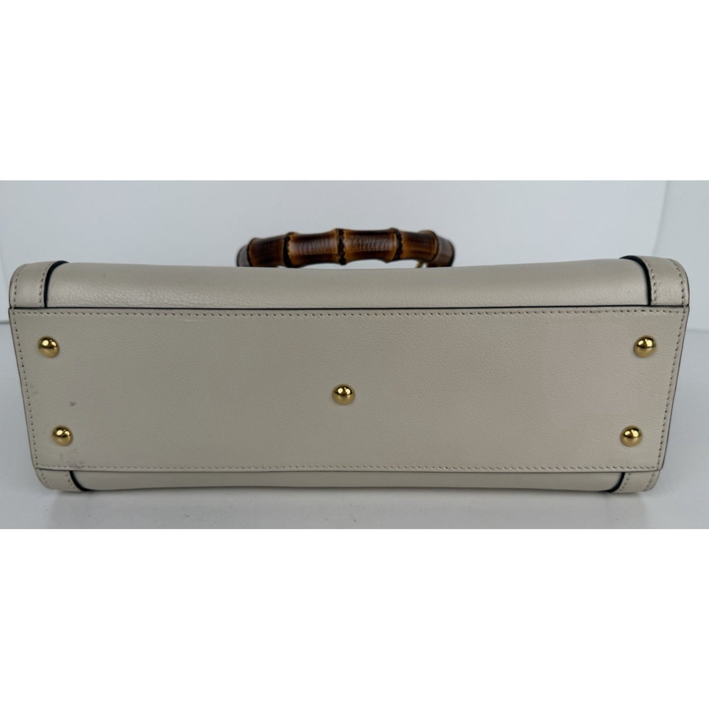 Gucci Diana Small Tote Bag in Beige with Orange Fluo Leather Bamboo Handles B5