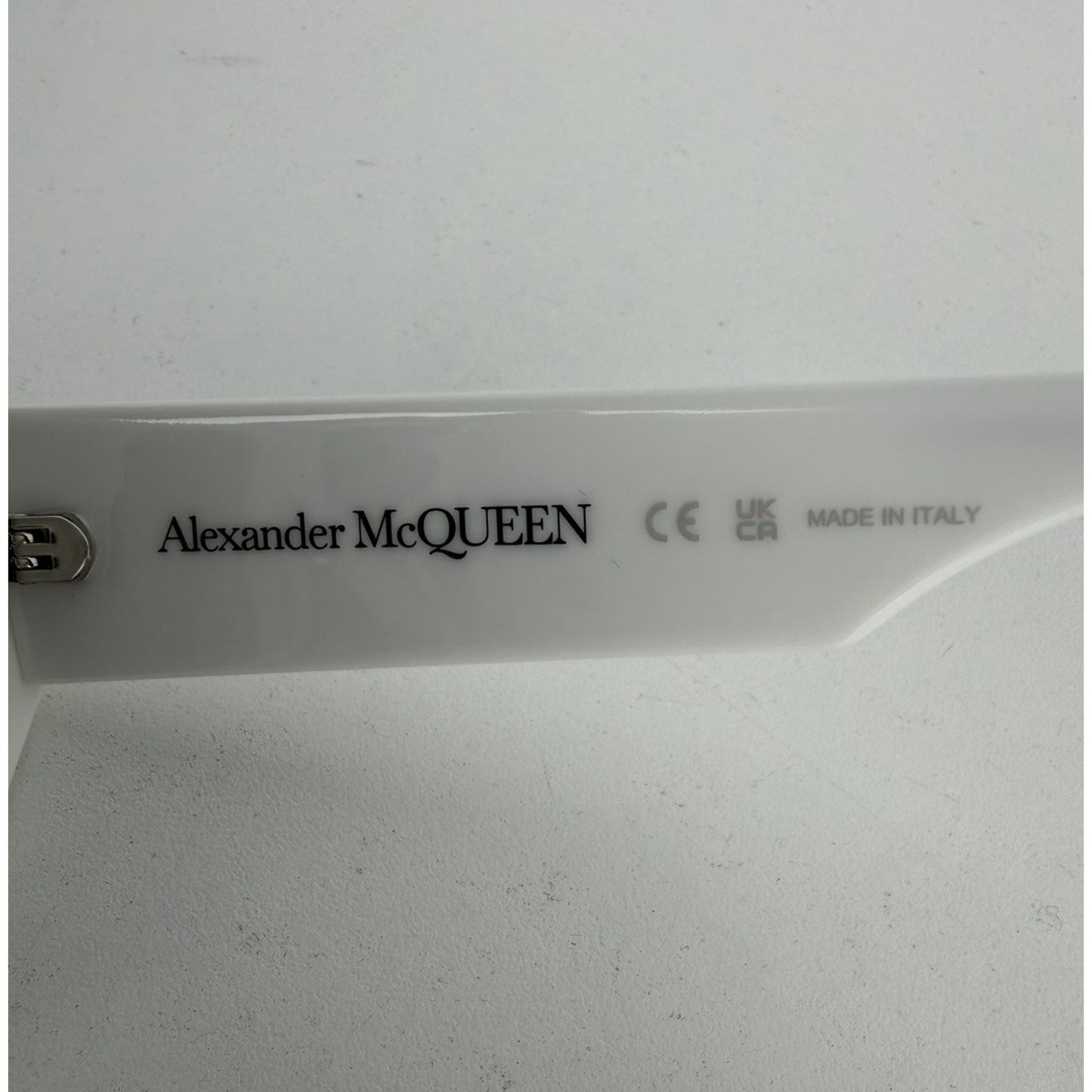 Alexander McQueen 003 Shield Sunglasses in White Frame with Dark Green Lenses K3