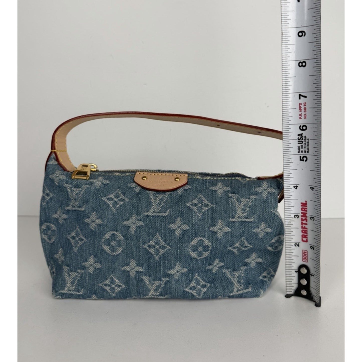 Louis Vuitton Hills Pochette Shoulder Bag in Blue LV Monogram Denim NFC C5